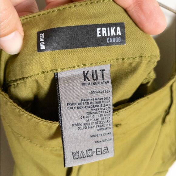 KUT FROM THE KLOTH Olive Erika Mid Rise Utility Cargo Pant Cinched Women's 12 - Picture 5 of 5
